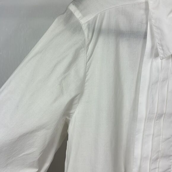 J. Jill Stretch White Cotton Pleated Front Long Sleeve Button Down Shirt Size L - Picture 2 of 10